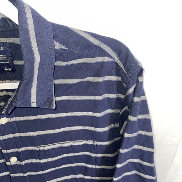 American Eagle Outfitters Dress Shirt Men’s Size Medium Blue Striped Prep Fit LS - Picture 4 of 12